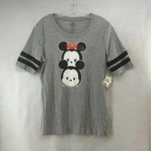Disney Tsum Tsum T-Shirt Juniors Gray‎ Size XL (15/17) Mickey And Minnie Mouse